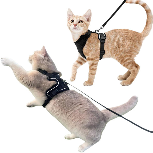 Luxelle 2 Pack Escape-Proof Cat Harness And Leash Set For Walking Adjustable No Pull Soft Vest With Easy-Wear Buckle Reflective Straps Breathable Mesh Outdoor Travel Harness For Cats & Kittens