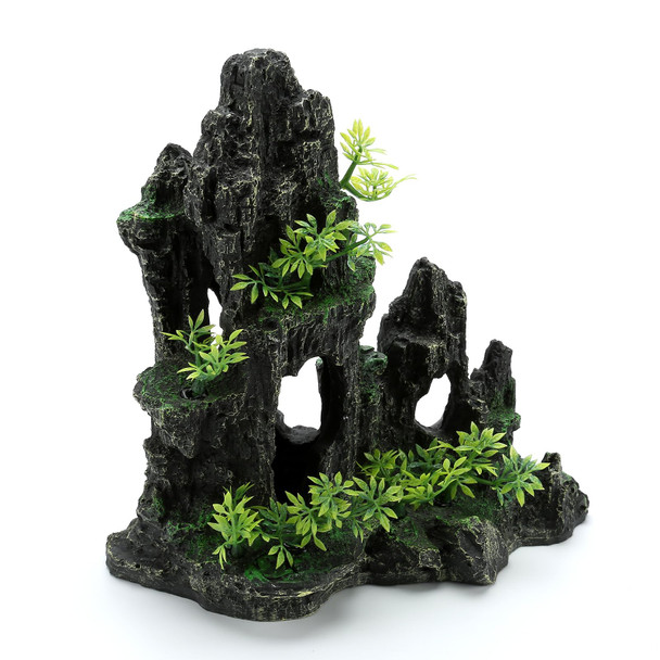 Lyl Leyouland Aquarium Decorations Large Mountain View Stone Ornaments Fish Tank Decorations Extra Large And Tall Aquarium Decor For Fish Tank Hideout Tree House Rock Cave For Small Fish Betta Hideaway Cave