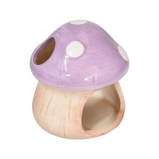 Mairuker Ceramic Fish Tank Decor Cute Mushroom House Aquarium Decorations Betta Tank Accessory Hideout Caves Ornament For Small Fish Goldfish Shrimp Toad Reptiles (Purple)