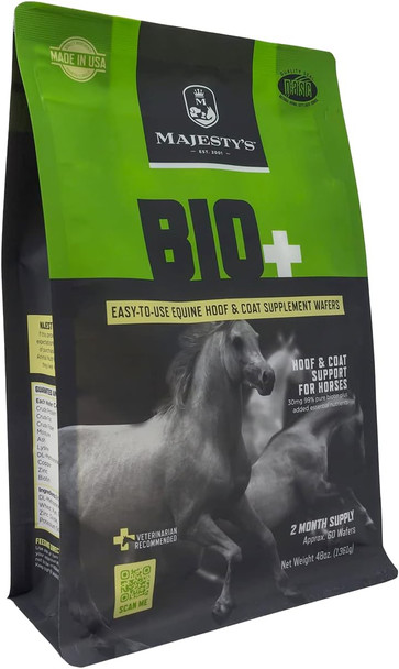 Majesty'S Bio+ Biotin Wafers - Superior Horse / Equine Hoof And Coat Support Supplement - Copper Zinc Lysine Methionine (60 Count)