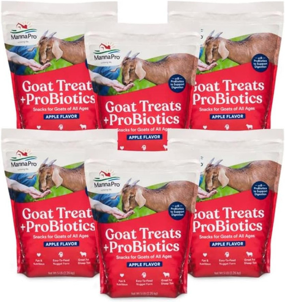 Manna Pro Apple Probiotic Goat Treat Daily Goat Treats Treat For Goats And Sheep Easy To Feed Enriched With Vitamins Minerals And Essential Probiotics Pack Of 6 30Lbs