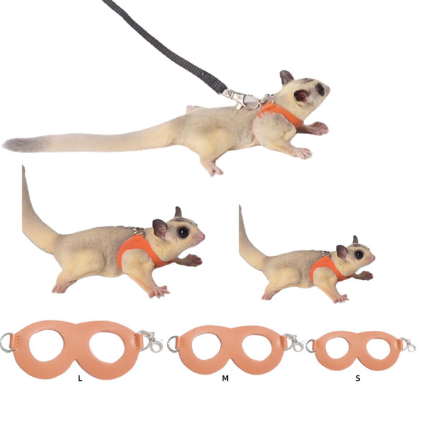 Manon Rosa Sugar Glider Harness & Leash Set - Escape-Proof 3-Piece Adjustable Vest For Squirrels Rats Mice Mouse & Small Animals - Hamster Gerbil Walking Gear Pet Toy Accessories Black