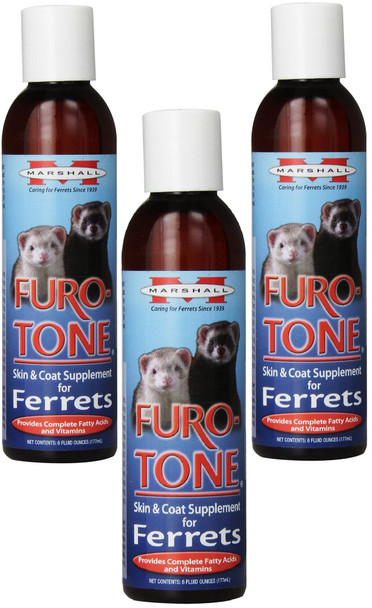 Marshall Furo Tone Vitamin Supplement For Ferrets 6 Oz Each Supports Healthy Skin & Shiny Coat With Pharmaceutical Grade Fatty Acids Suitable For All Ages (Pack Of 3)