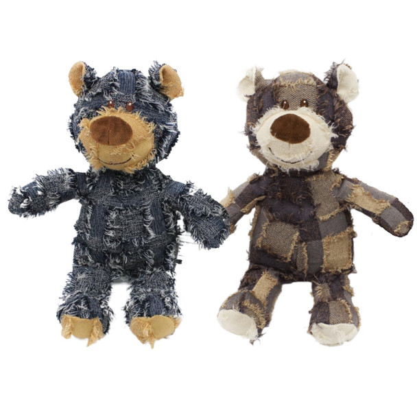 Maxbeck Dog Companion For Heavy Chewers- Indestructible Robust Bear Dog Toy Resistant Squeaky Dog Toys For Heavy Chewers Unbreakable Stuffed Plush Dog Toys For Aggressive Chewers (A-Navy)