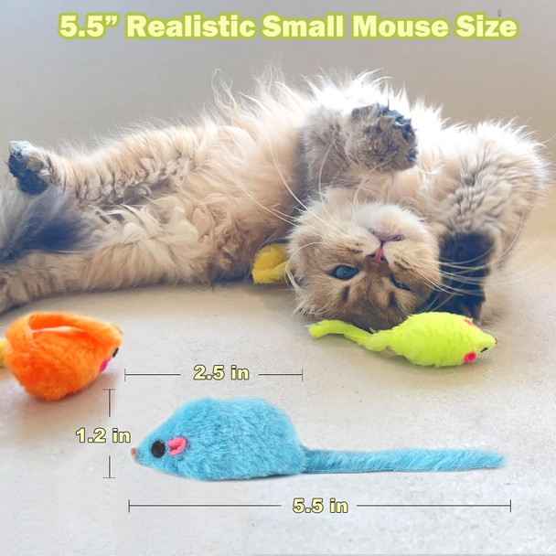 Meohui 12Pcs Rattle Cat Mouse Toys Also Prefilled Catnip 2.36 Mice Body Size Faux Fur Cat Mice Toys With Plastic Body Interactive Catnip Toys For Indoor Cats Play Fetch