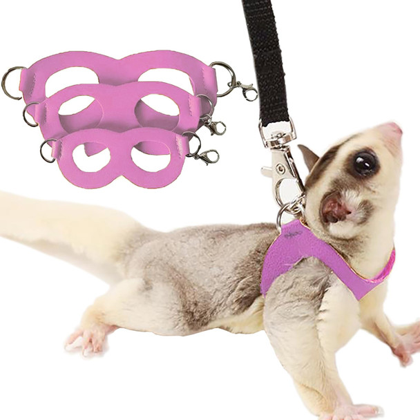 Meow&Woof 3 Pack Sugar Glider Harness And Leash Set Small Animal Training Walking Vest For Squirrel Hamster Rat-Green