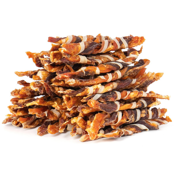 Mon2Sun Dog Treats Triple Flavor Jerky Twist Sticks 4.5-5 Inch Chicken Duck And Codfish Sticks Chews For Small Dogs Healthy Snacks 17.64 Oz (50 Count-Pack Of 1)
