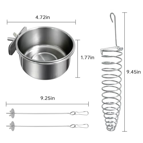Mqacpupy 5Pcs Bird Cage Food Bowl Set Stainless Steel Millet Holder With Parakeet Feeder Pet Feeding Supplies