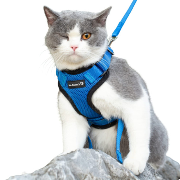 Mr. Peanut'S Purrtrek Reflective Cat Harness With Matching Leash (Extra Small Blue)