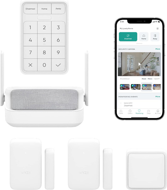 Wyze Home Security Core Kit: Hub, Keypad, Motion Sensor, Entry Sensors (x2); Compatible w/ Wyze Cam, Leak & Climate Sensors; 3 Mo. of 24/7 Professional Monitoring Service Incl., Subscription Required Wyze Home Security Core Kit: Hub, Keypad, Motion Sensor, Entry Sensors (x2); Compatible w/ Wyze Cam, Leak & Climate Sensors; 3 Mo. of 24/7 Professional Monitoring Service Incl., Subscription Required