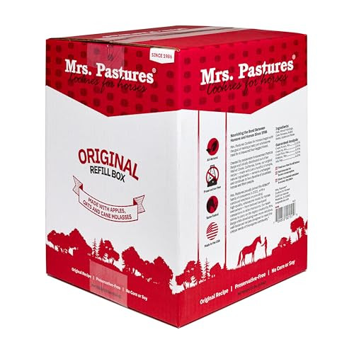 Mrs. Pastures Mrs Pastures Cookies And Treats For Horses - Premium Horse Treats - Made With Apples Oats And Rolled Barley - Preservative - All Natural Ingredients - No Corn Or Soy (15Lb Refill Box)