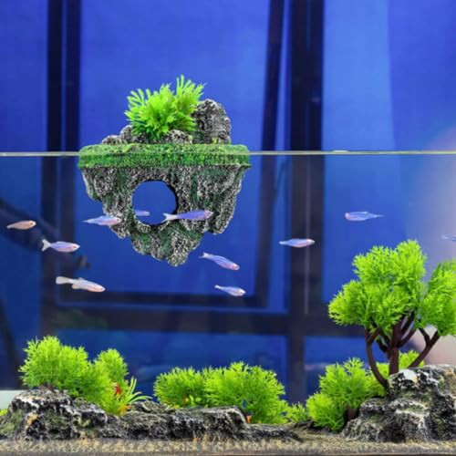 Mwyzgmold Aquarium Floating Island DecorationsFish Tank Decorations Interactive Fish Tank Toy For Betta Fish Guppies Goldfish Shrimps And Hermit Crabs