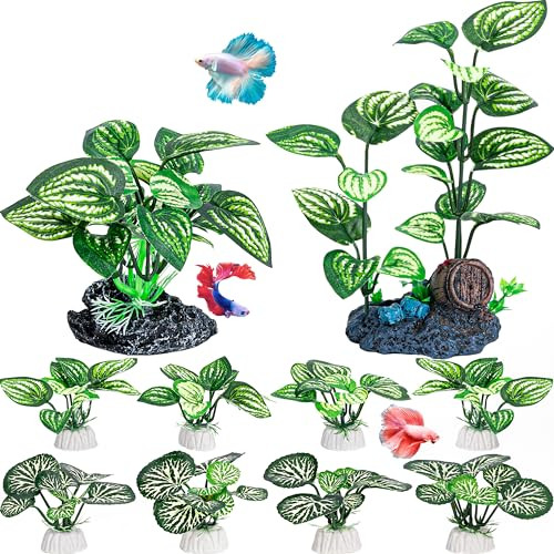 Mylifeunit Silk Aquarium Plants 10 Pack Betta Fish Tank Decor For Aquarium Decoration And Fish Tank Decorations