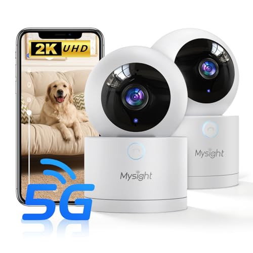 Mysight Pet Camera 5G/2.4Ghz Dog Camera With Phone App 360 Pan/Tilt Security Camera Indoor One Click Call For Baby Monitor Ai Voice Change For 2-Way Talk Motion Detection Cloud/Local Sd Storage 2Pack