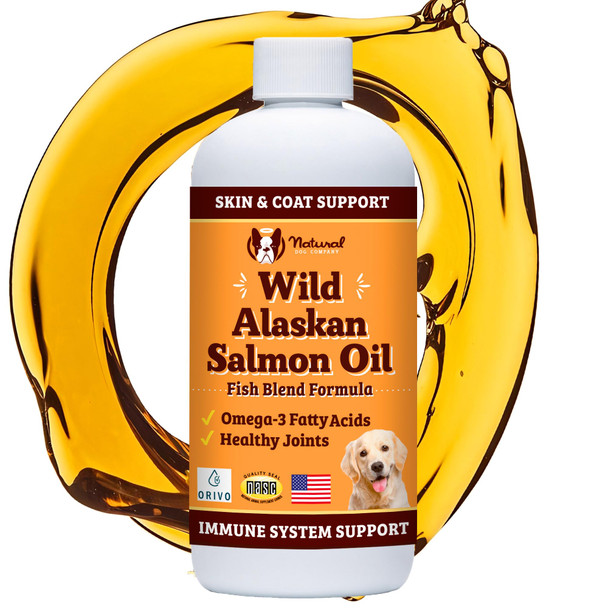 Natural Dog Company Wild Alaskan Salmon Oil Formula With Omega 3 Fish Oil For Dogs Supplement Skin & Coat Dog Oil Itchy Relief Immune Support For Joints & Heart Liquid Food Topper 16 Oz.