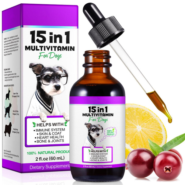 Nbtrektie Cat Multivitamin Drops - 15 In 1 Vitamin Supplement For Immune Support Heart Bones Joint Skin & Coat Health Bacon Flavor Vitamins For Senior Cats & Kittens (1 Pack For Cat)