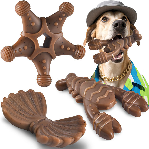 Nezin Dog Toys For Aggressive Chewers Indestructible Toys For Large Dogs Dog Chew For Large Medium Small Breed 3 Pack Super Chewer With Tough Nylon For Dogs