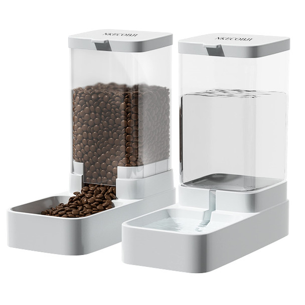 Nkecobji Gravity Pet Feeder And Water Dispenser Set Automatic Dog Feeder And Dog Water Dispenser For Dogs Cats Pets Animals Large Capacity(3.8L)