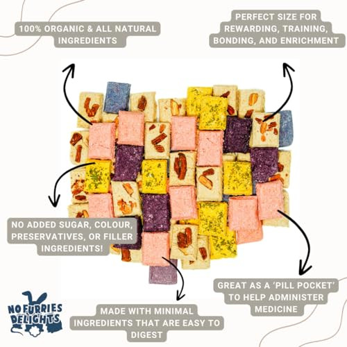 No Furries Delights Treats 100% All Natural Bark Bites For Rabbit Hamster Guinea Pig Chinchilla Pet Rat Mice Gerbil Bird Healthy Enrichment Bonding Rewarding Training (Bark Variety Pack 50G)