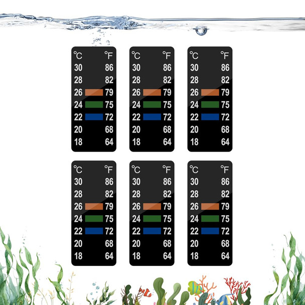 Novique Adhesive Fish Tank Thermometer Strip Aquarium Thermometer Sticker Display 64-86 (18-30 ) Brewing Thermometer Test Strip 6 Pcs (1.58" X 0.67")