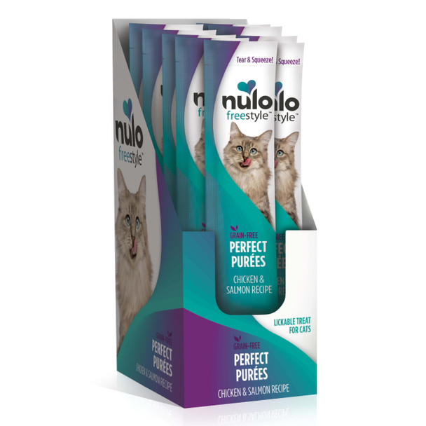 Nulo Style Grain- Perfect Purees Premium Wet Cat Treats Squeezable Meal Topper For Felines High Moisture Content To Support Hydration 0.5 Ounces In Each Lickable Wet Cat Treat Pouch