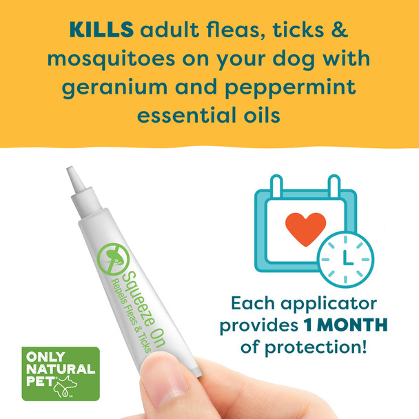 Only Natural Pet Easydefense Flea & Tick Prevention For Small Breed Dogs (Up To 15 Lbs) - Natural Herbal Control Squeeze-On Drops - Protects Up To 3 Months (S Sqz.)
