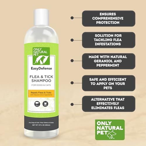 Only Natural Pet Easydefense Shampoo For Dogs & Cats - Natural Bath Treatment For Pets & Can Be Used For Kittens & Puppies 4 Mos & Up With Geraniol & Peppermint Oil - 13 Oz Bottle