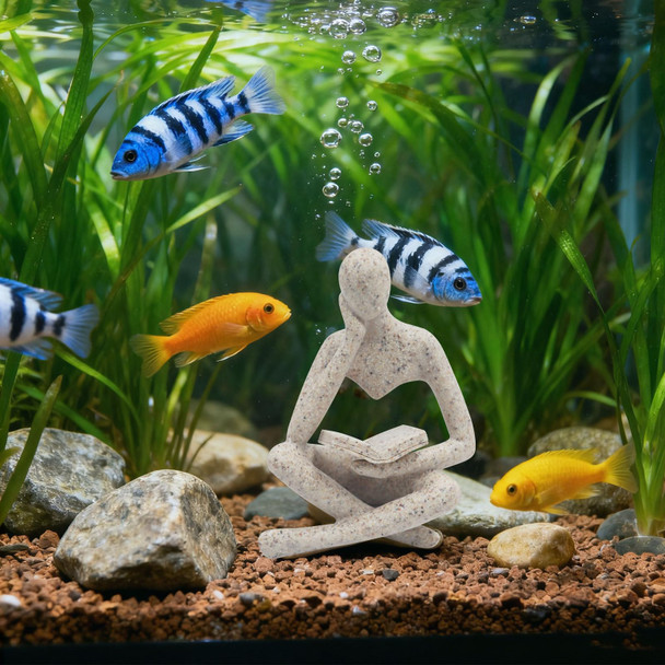 Oooct Sandstone Thinker Statue Fish Tank Decor Small Fish Aquarium Decorations Fish Tank Abstract Aesthetic Decorative Ornaments