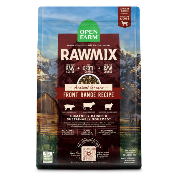Open Farm Rawmix Dry Dog Food With Ancient Grains Protein-Packed Kibble Coated In Bone Broth With Ze Dried Raw Chunks Salmon Whitefish & Rockfish Wild Ocean Recipe 20Lb Bag