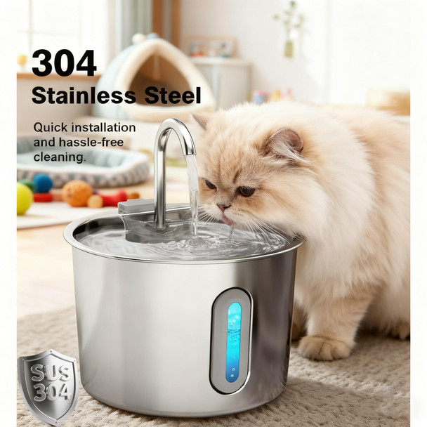 Opeth Cat Water Fountain74Oz/2.2L Cat Fountain Stainless Steel For Drinking IndoorUltra Quiet Pet Water Dispenser For Cat& Small Animals