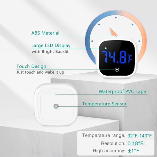 Oria Digital Aquarium Thermometer Stick-On Led Fish Tank Thermometer Mini Aquarium Thermometer With 0.18 F Accuracy Touch Button Battery For Fish Reptile Axolotl Salt/Fresh Water