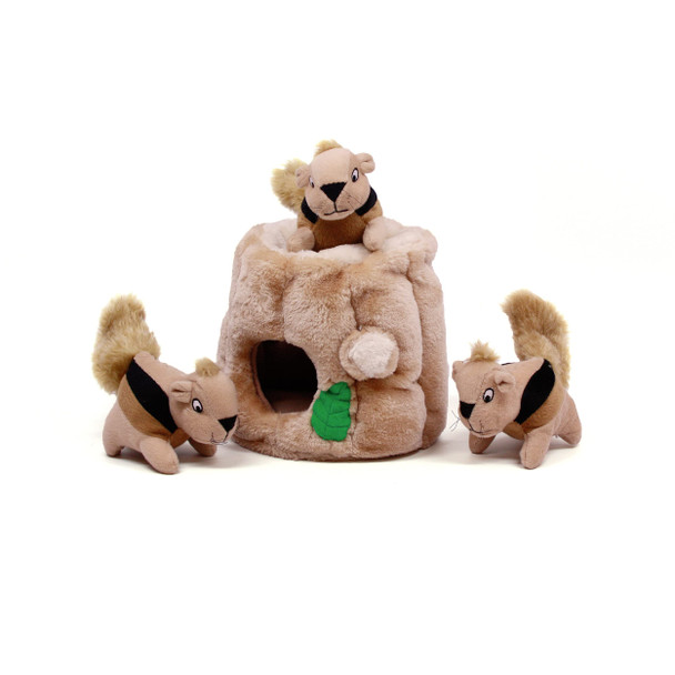 Outward Hound Hide-A-Squirrel Dog Toy Interactive 2 In 1 Plush Puzzle With 6 Squeaky Removable Squirrels X-Large