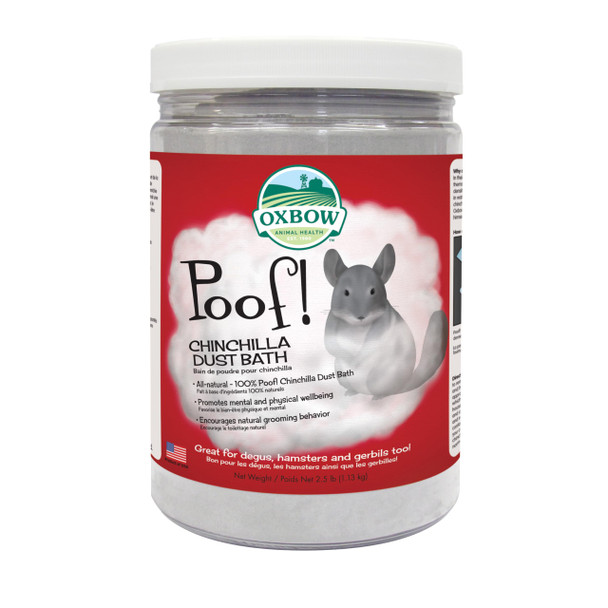 Oxbow Poof Chinchilla Dust Bath100% Natural Blue Beauty Dust For Chinchillas Degus Gerbils And Hamsters Small Animal Grooming Natural Dusting Powder 2.5 Lbs Jar