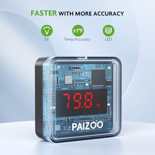 Paizoo Aquarium Thermometer Led Digital Thermometer For Fish Tank With Usb Power Highly Accurate Waterproof Temperature Gauge With Suction Cup And 6.5Ft Power Cord For Saltwater And Freshwater