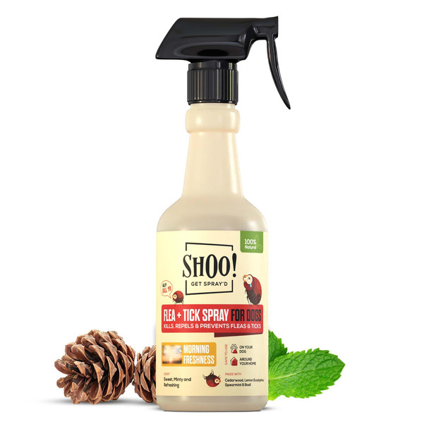 Pawadise Dog Co. Shoo Flea & Tick Spray For Dogs And Home Plant Based Natural Oils Chemical Formula Kills Repels Prevents 16 Oz (Citrus Burst)