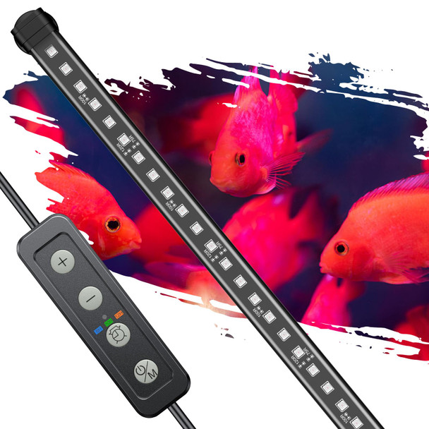 Pawfly 8 Inch 8 W Aquarium Color Enhancement Light For 8" To 15" Fish Tanks Ipx8 Waterproof Aquarium Enhancing Led Light Brilliant Rgb Lights With 7 Single Effects Timer & Adjustable Brightness