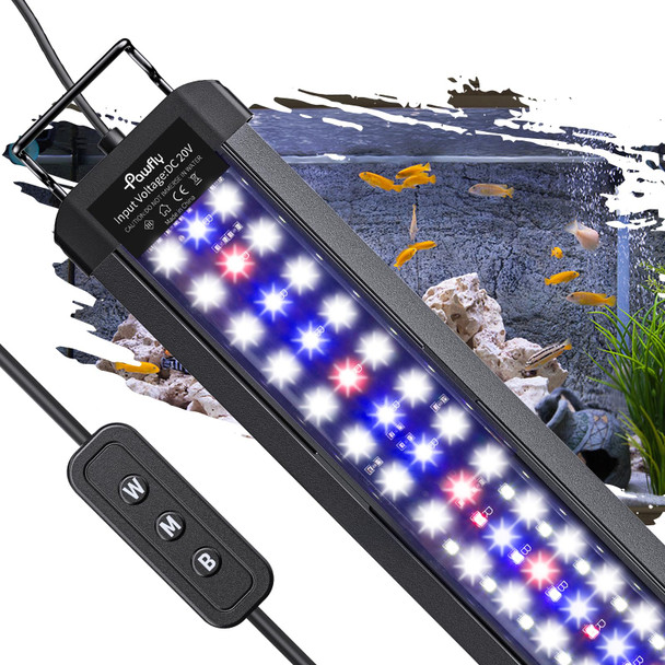 Pawfly 11W Aquarium Led Light For 12 To 18 Inch Fish Tanks Extendable Fish Tank Light With Full Spectrum Brilliant White Blue Red Lights With Daytime & Night Modes And Adjustable Brightness