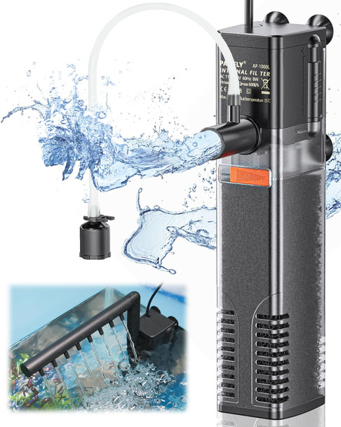 Pawfly Internal Aquarium Filter Submersible Power Filter With 55 Gph Water Pump For 3 To 10 Gallon Fish Tanks Filtration Circulation And Oxygenation