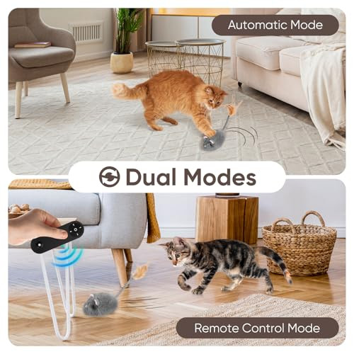 Pawingcat Remote Control Cat Toy Rechargeable Cat Mouse Toy Automatic Interactive Cat Toys For Indoor Cats Toy With 3-Speed Adjustment And 4 Directions