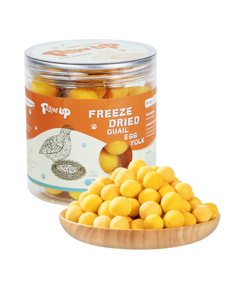 Pawup Ze Dried Quail Egg Yolk Pet Treats Ze-Dried Pet Food For Dogs Cats Pure Fresh Ingredient 4.2 Oz Rawhide Gluten&Grain