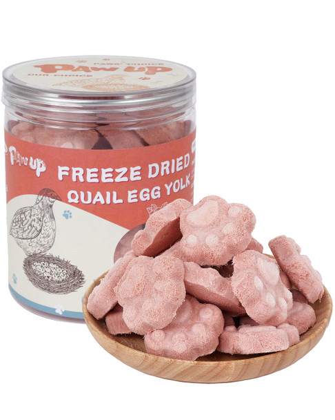 Pawup Ze Dried Quail Egg Yolk Pet Treats Ze-Dried Pet Food For Dogs Cats Pure Fresh Ingredient 4.2 Oz Rawhide Gluten&Grain