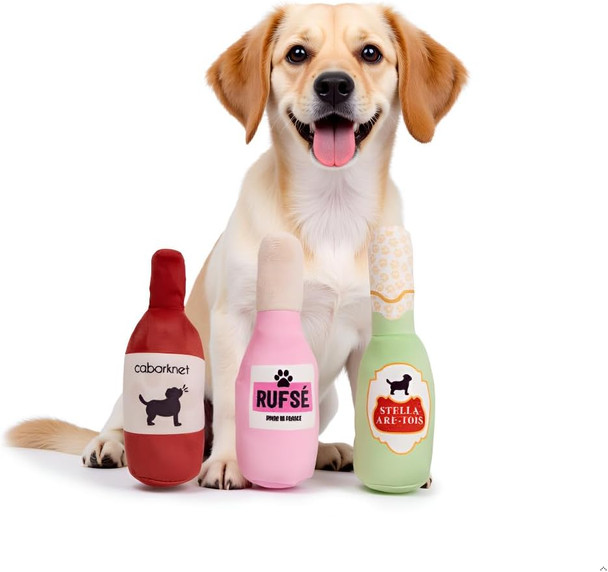 Pearhead Barkfast Dog Toys Set Of 3 Plush Pet Squeaker Toys Breakfast Dog Toy Set Toast Bacon & Egg Toy Set Must Have Pet Accessories For Pet Owners