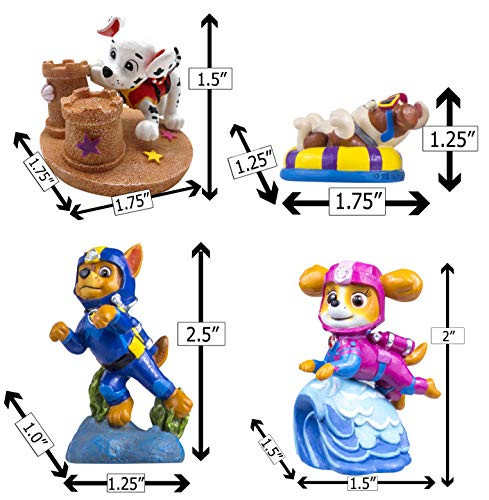 Penn-Plax Paw Patrol Aquarium Ornament Bundle Safe For Both Freshwater And Saltwater Aquariums - Includes Chase Marshall Rubble And Skye 4 Pieces Mini