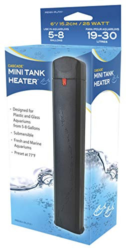 Penn-Plax Cascade Mini Fish Tank Heater Fully Submersible Great For Freshwater And Saltwater Aquariums 6 Length 25 Watt