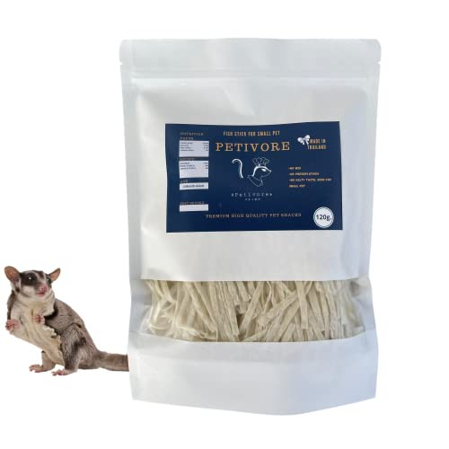 Petivore Premium Large Pack Fish Stick For Sugar Glider - Made With Real Fish - Hamster Squirrel Chinchillas Marmoset Small Exotic Animal Pet Treats Snacks And Food (120G)