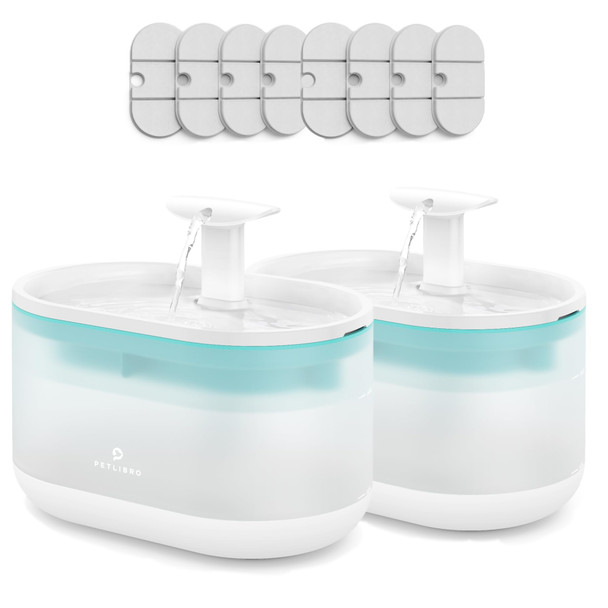 Petlibro Pet Water Fountain Visible Water Level Design 2.1L Quiet Pet Water Dispenser With Dual Water Modes And 4 Replacement Filters For Cats And Small Dogs Blue