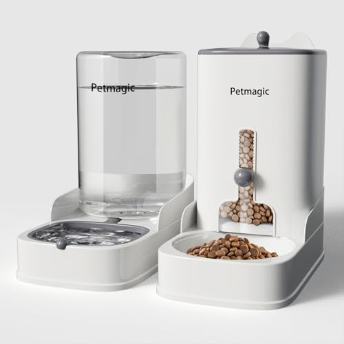 Gravity Cat Feeder By Petmagic Is A 3.6L Large-Capacity Cat Food And Water Bowl Set. This Two-Piece Set Is Suitable For Pet Feeding Including Small And Medium-Sized Dogs Kittens.
