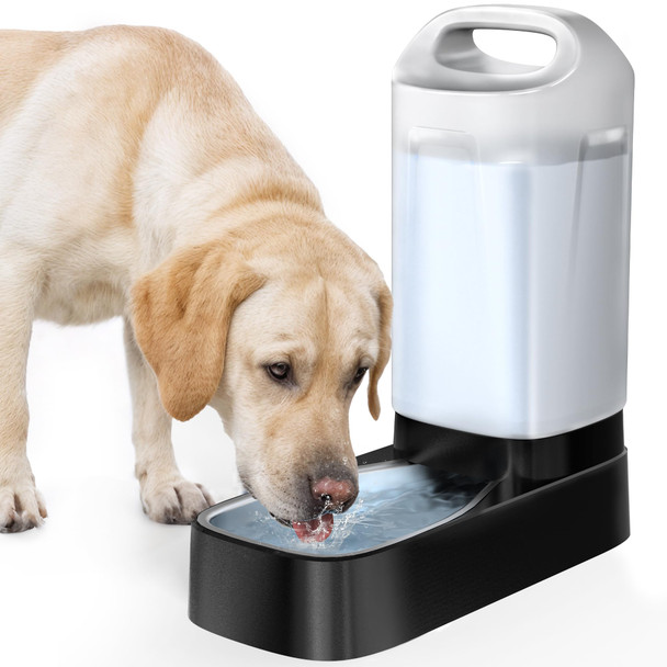 Petnf Automatic Dog Water Bowl Dispenser - 2.4 Gallon Stainless Steel Gravity Pet Water Feeder With Ergonomic Handle Design Anti Splash Drinking Bowl Without Filter Easy To Clean Multi Pet Use
