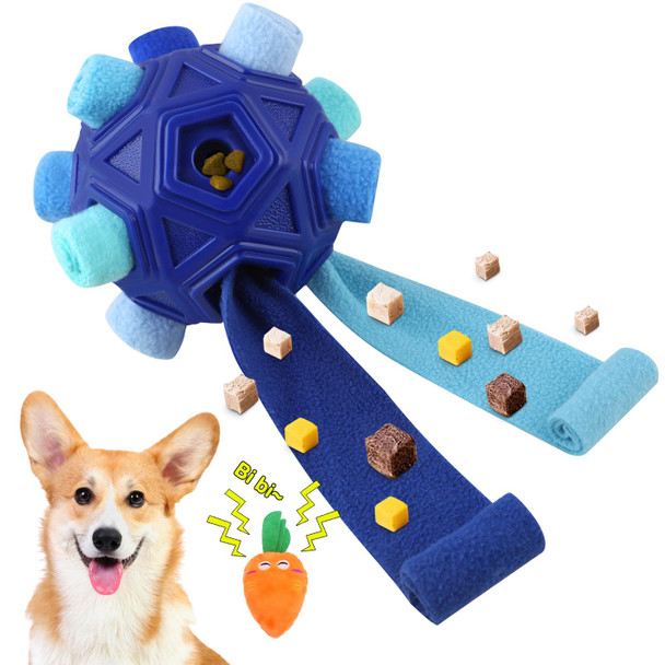 Petration Dog Snuffle Ball-Interactive Puzzle Dog Toys Encourage Natural Foraging Skills Slow Feeder For Training And Stress Relief Cloth Strip Hiding Food Chew Toys With Squeaky Carrot Toy For Any Size