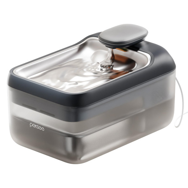 Petsee Automatic Pet Water Fountain 4.5L Large Capacity Stainless Steel Drink Tray Cat Water Dispenser Ultra-Quiet Pump Multi-Filtration System For Cats Dogs Multiple Pets S7 Lite Grey